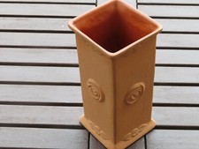 ? Blumenvase Keramik Quadratisch Design-Vase Terrakotta Säulenform mit Dekor ?