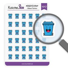 Kalender Aufkleber blaue Tonne
