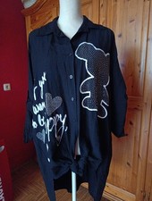 Bluse Strass Vokuhila Gr. 44