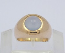 ♦♦ Ring in 14 kt 14k 585 er Gelb Gold mit Mondstein Unisex Goldring Gr 49 Massiv