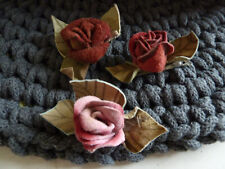 3 sehr schöne Haarklammern Haarspangen Rosen aus Leder Deko Boho Hochzeit