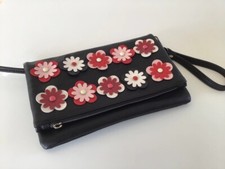 hallhuber falt clutch kunstleder blüten schwarz pink rot boho blogger business