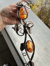 Antik Bernstein Anhänger 925 Und 2 Weitere Stempeln Mit Kette