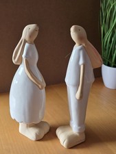 HASE und HÄSIN -- HASEN - PÄRCHEN -- Hasendeko-- Deko - Keramik -weiß