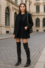 Alaïa Overknees Leder schwarz