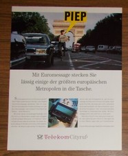 Seltene Werbung TELEKOM CITYRUF AN6 + EUROMESSAGE Pager - PIEP 1992
