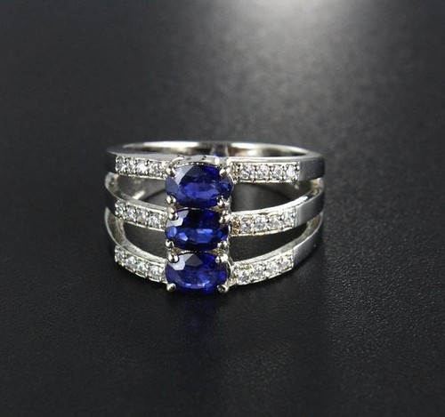 Blauer saphir diamant ring 925 - ring,