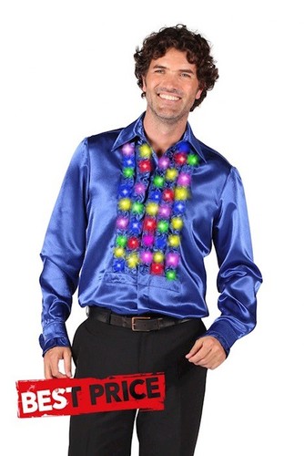 Led discohemd herren blau mit - led,