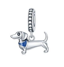 Charm Dangle Hund Welpe 925 Silber Dackel - Anhänger für Pandora Armband