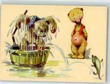 39686025 - Nr. 1004  sign. Salac  Baer Humor Fisch Wassertrog Tier,