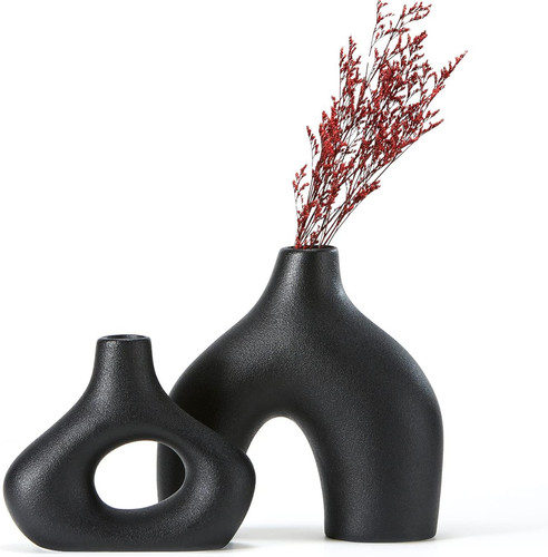 Schwarze keramikvase 2er - 2er, set