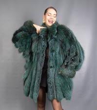 16533 WUNDERSCHÖNER GRÜNER ECHTER SILBERFUCHS MANTEL LUXUS PELZ JACKE WUNDERSCHÖN GR. 3XL