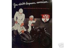 Altes Reklame Blechschild NSU Gespann Steib Beiwagen