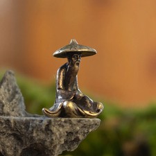 Figur Fischer sitzend Dekor Metall Aquarium Steingarten Bonsai Garten