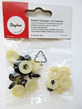 30  ?️Augen f.Tiere Plastik-Tieraugen zum Stecken dunkelbraun 3 Pack a 10 Stück