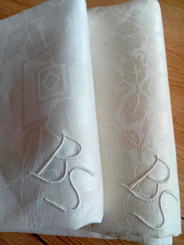Antike leinen damast - 2x,