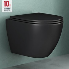 Wand WC spülrandlos Schwarz Hänge WC spülrandlos Toilette WC mit Sitz Softclose