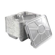 100 Alumenüschalen Assietten mit Deckel 3 geteilt R960G 227x177x39 mm Take Away 