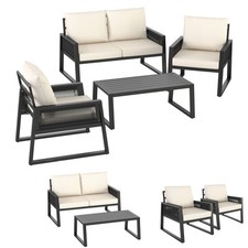 Gartenlounge Sitzgruppe Gartenmöbel Set Rope Design gepolstert wetterfest Alu