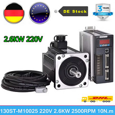 〖DE〗2.6KW AC Servo Motor Driver CNC Controller Kit 2500RPM 10N.m 220V
