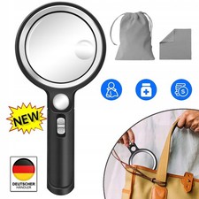 LED Lupe Leselupe mit Licht Beleuchtung 10-45 fach Vergrößerungsglas Leselupe DE