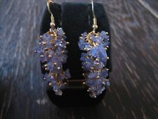 edle Ohrringe Hänger blauer Tansanit 925 Silber gold blau bewegliche Trauben NEU