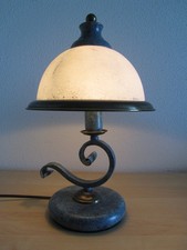 Tischleuchte Landhaus blau altgold weiß 36 h 23 Durchm.