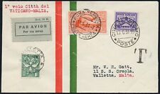 Vatikan 1931 First Flight Erstflug Brief FFC MiF Italien Rom Malta Tax/ 844