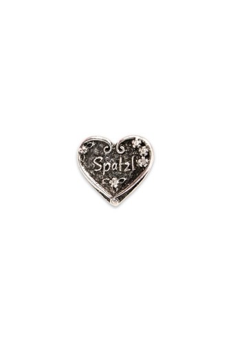 Ansteck pin herz spatzl silber - ansteck-pin,