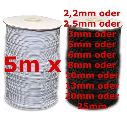3mm 5mm 6mm gummiband - 5m, 3mm/5mm/6mm