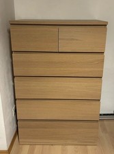  Malm Kommode in Holzoptik mit 6 Schubladen 