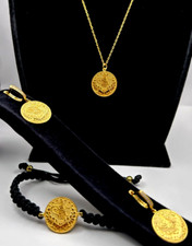 OSMANLI Tugra Reşat Schmuckset 925 Sterling Silber Halskette Armband Ohrringe