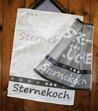 Kracht Geschirr-Trocken-Küchentuch Frottiertuch Weiß/Grau Sternekoch Sterneküche