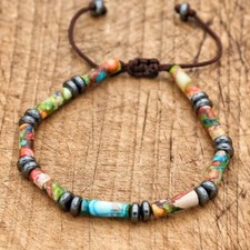 Tibetisches Armband Buddhistischer Schmuck Stein Hämatit Yoga Chakra Freund bunt