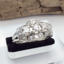 Vintage Ring 585/14k Weißgold  17 x  Diamant 0,77 ct Brillant  Gr. 60 #1565