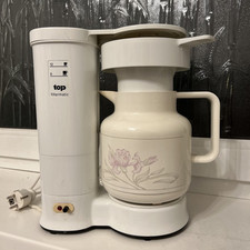 Kaffeemaschine mit Thermoskanne weiß mit Blumendekor