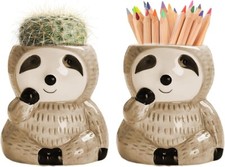 LOZACHE Blumentopf Mini 2er-Set Faultier Mini Keramik Blumenübertopf NEU R2720