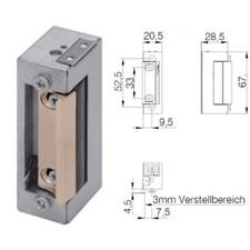 Elektr. Türöffner DENI E-Öffner mit mech. Tagesentriegelung 6-12V AC/DC