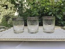 3 Gläser Vintage Murano Medici Platin breiter Rand Whiskey Wasserglas
