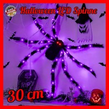 Halloween LED Horror Riesen Spinne 30cm Deko Lila Leuchtend Animiert Spinnennetz