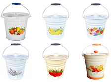 Eimer Emaille mit Deckel emailliert Kübel Eiseneimer Stahleimer Wassereimer 12 L