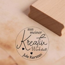 Motivstempel Aus meiner Kreativ Werkstatt mit Herz Motiv - inkl. Name personalis