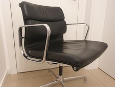 ORIGINAL VITRA EAMES EA 208 CHAIR SCHWARZ BÜROSTUHL LEDER CHROME SOFT VINTAGE