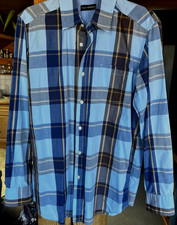 Hemd Bluse Blau Cognac Braun