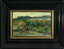 Ölgemälde Landschaft Erntewagen Pferde Heuwagen Otto Hamel Signiert