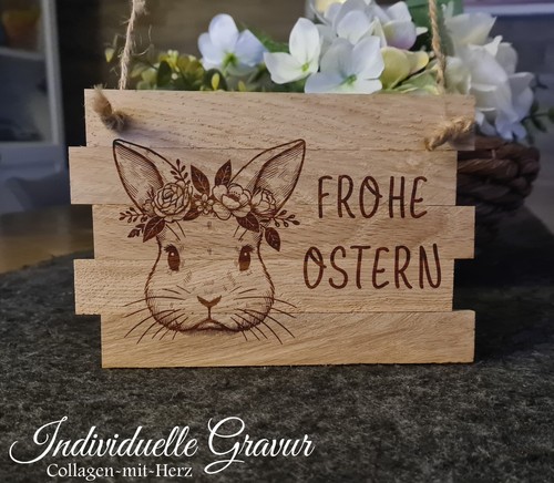 Frohe ostern echtholz graviert - frohe,