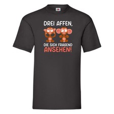 Drei affen die sich Fragend ansehen | Affen T-Shirt Schwarz