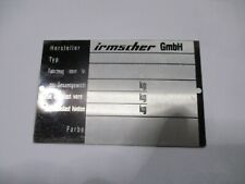 Typenschild Opel Schild GT Astra Omega Calibra Irmscher Manta oldtimer S74 s92