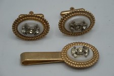 Oval Goldfarben Manschettenknöpfe Krawatte Clip Set Strass Akcent