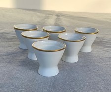6 Eierbecher Rosenthal Form 2000 Weiß 2 mm Goldrand 